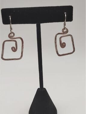 Sterling Silver Hammered Spiral Artisan Dangle Earrings